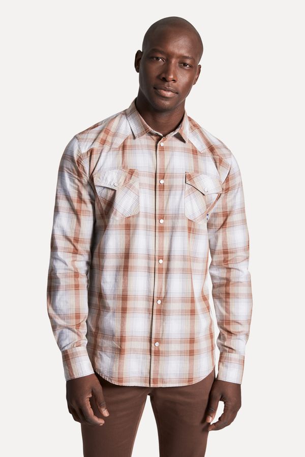 Camisa Ml Western Xadrez Maquinetada Khaki - Ggg