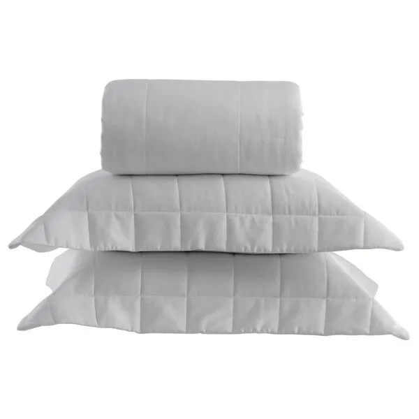 Colcha Matelada Square King 300 Fios 100% Algodão Egípcio Antialérgica Prata Kacyumara Colcha Matelada Square King 300 Fios Algodão Egípcio Prata Kacyumara