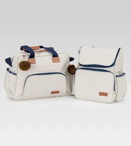Kit Bolsa/Mochila com Trocador Tóquio Cinza Cinza/Marinho