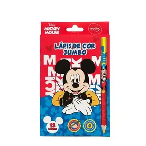 Lápis de Cor Jumbo Molin do Brasil Mickey Mouse Estampa 1 com Ponta Grossa para Fácil Pegada Caixa com 12 Unidades Lápis de Cor Jumbo Molin do Brasil Mickey Mouse Estampa 1 com 12 Unidades em Caixa Multicolorido