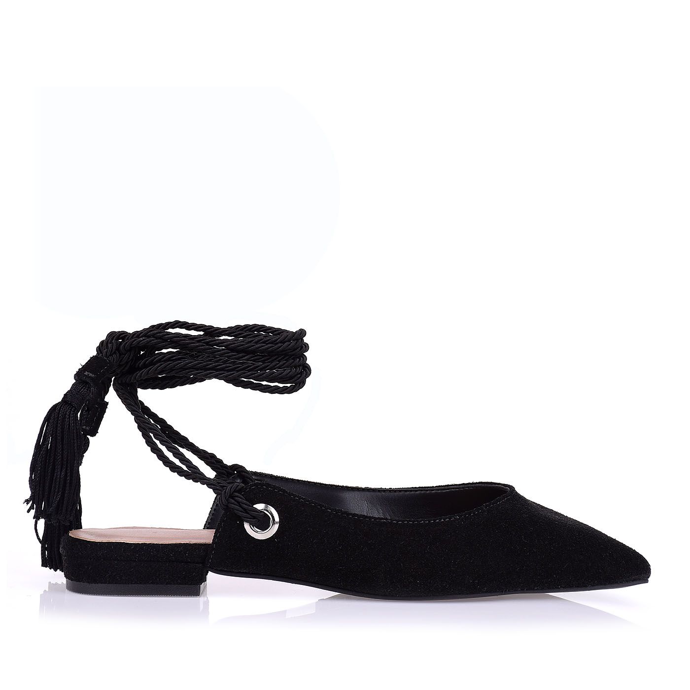 Slingback Salto Baixo New Suede Preto