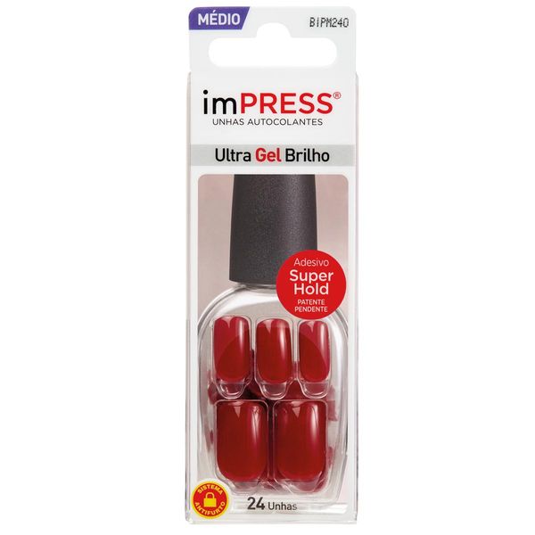Unhas Postiças Kiss New York Impress Autocolante Médio Message Me 24 Unidades