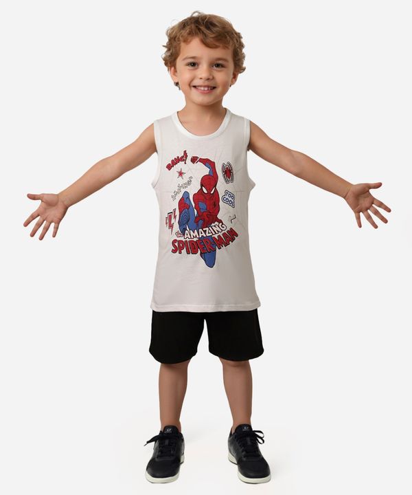 conjunto infantil curto homem aranha off white 1