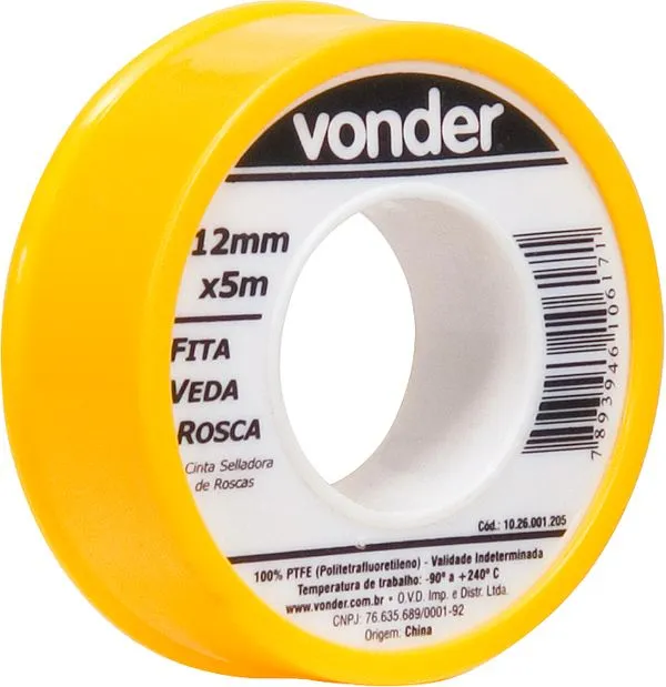 Fita Veda Rosca PTFE 12mm x 5m - VONDER