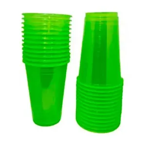 Copo Plástico Descartável Biodegradável Crystal Neon Verde 300ml 25 Unidades 3653 - Trik Trik