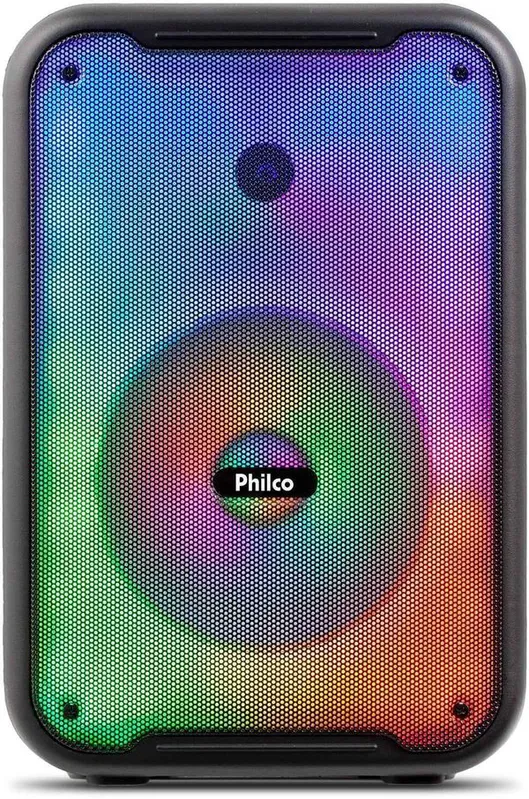 Caixa de Som Amplificada Philco PCX3800 250W Flash Light e Full Led Woofer de 8 Bateria interna com