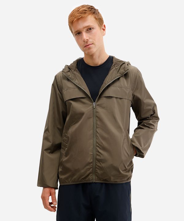 jaqueta masculina corta vento com capuz esportiva verde GG