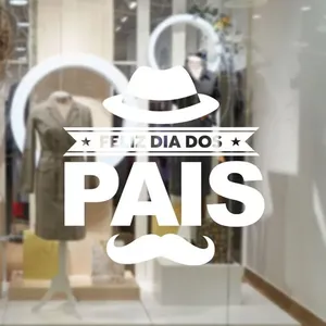 Adesivo Decorativo de Vitrine Dias dos Pais Bigode Alta Aderencia Recorte Eletronico Branco Adesivo Decorativo de Vitrine Dias dos Pais Bigode Alta Aderencia Branco
