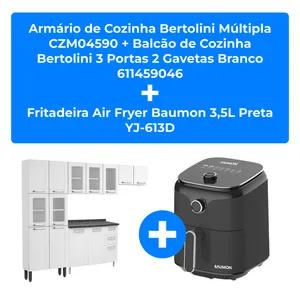 Kit Armário Para Cozinha Bertolini + Fritadeira Air Fryer Baumon 3,5L Preta YJ-613D
