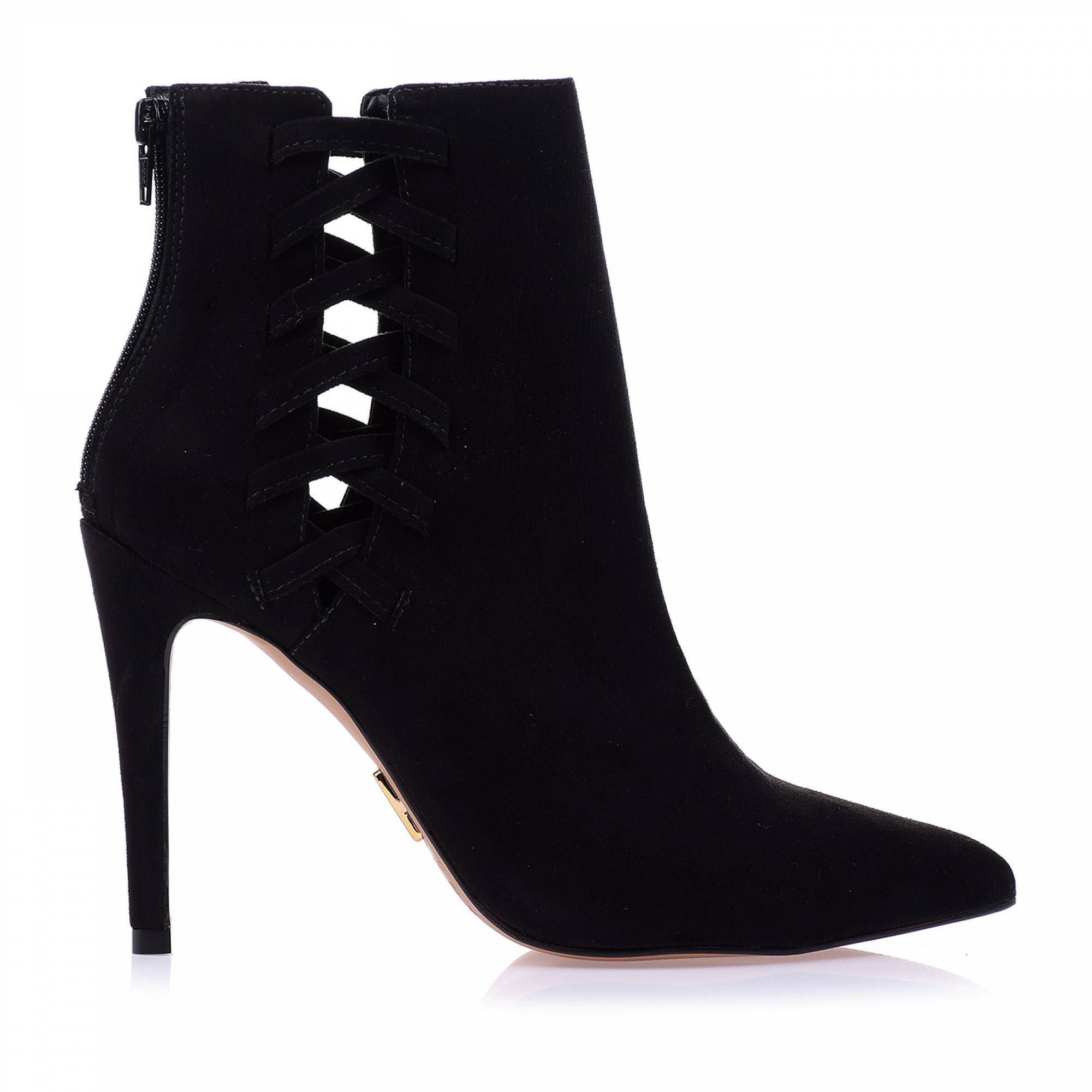 Bota Salto Alto Suede Preto