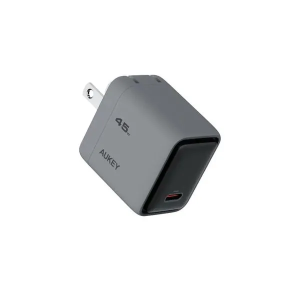 Carregador De Viagem Aukey 45W PD Com Tecnologia GAN USB-C PA-C2 Cinza (MP)