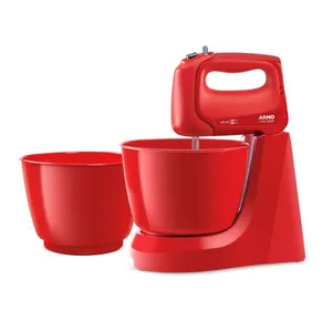 Batedeira Arno Mini Chef Portátil 400W com 2 Tigelas de 4 Litros 4 velocidades Função Pulsar Vermelha HM12 - 220V