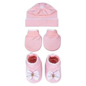 Kit Bebê RN 3 Peças Sanches Baby Laço Gorgurão Rosa (MP)
