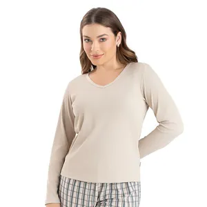 Blusa Manga Curta Em Ribana Canelada Caqui Blusa Pijama Manga Longa Canelada Caqui