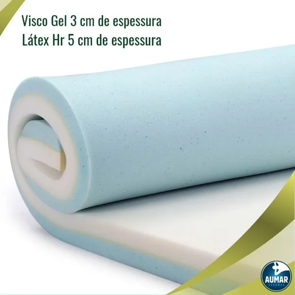 Pillow Top Visco Nasa Gel + Látex HR Foam Casal 8cm Aumar sem variação