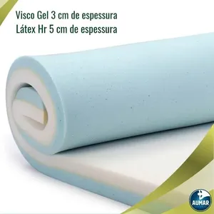 Pillow Top Visco Nasa Gel + Látex HR Foam Casal 8cm Aumar sem variação