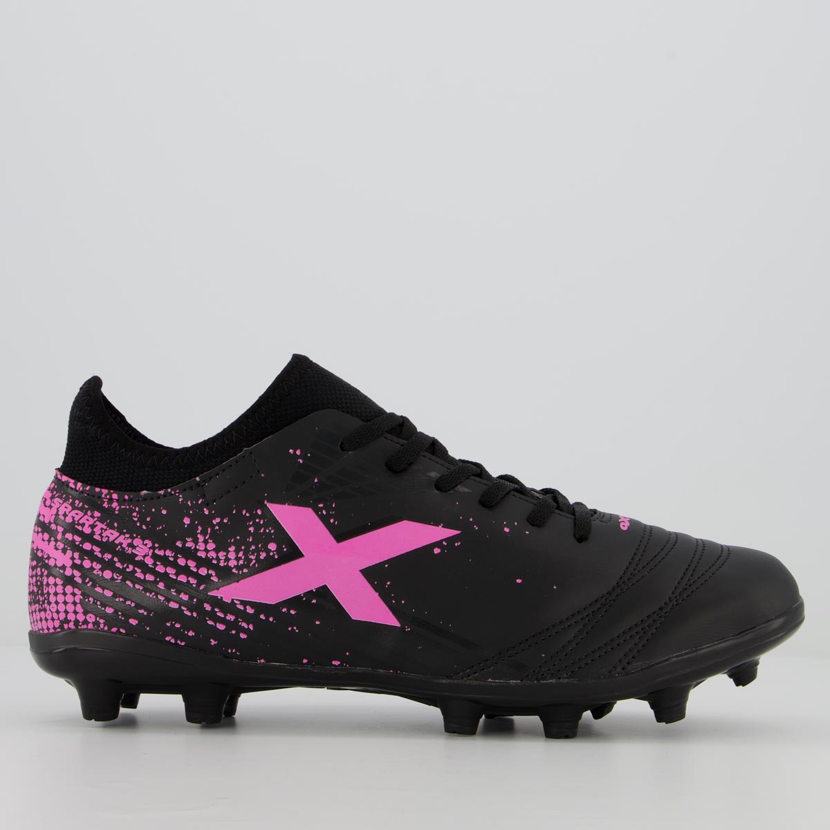 Chuteira Oxn Spartak 3 Neo Campo Preta e Rosa
