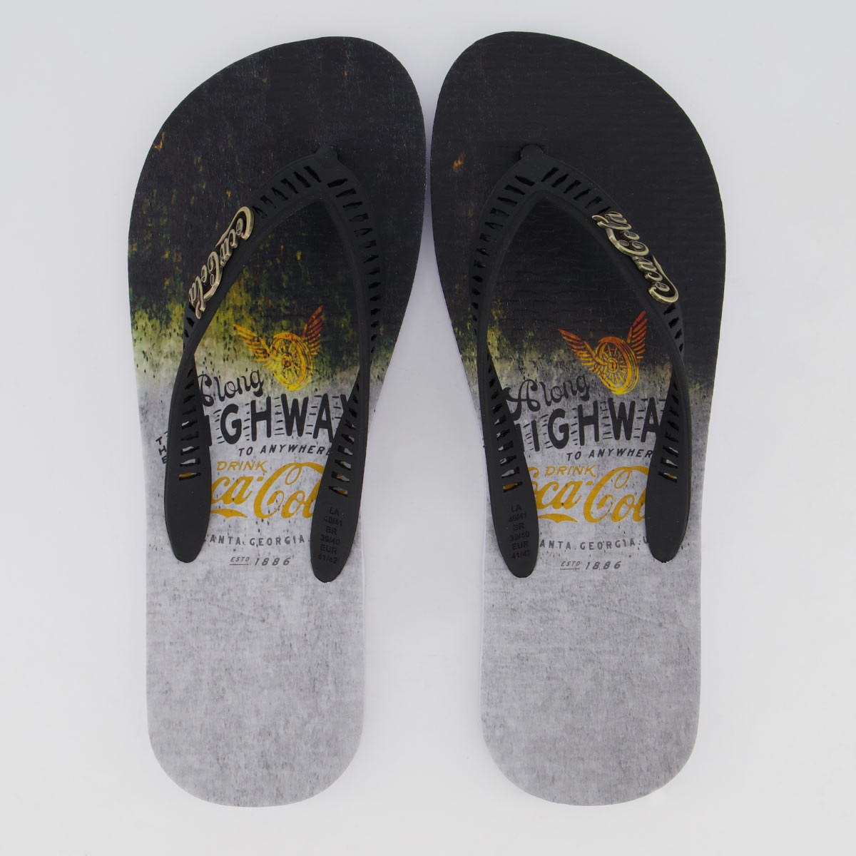 Chinelo Coca Cola Along Higwat Branco e Preto