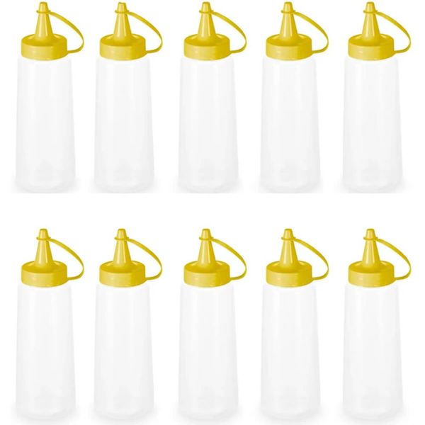 10 Bisnagas para Molhos Plástica 250ml Frasco Ketchup Mostarda Massa Crepe Cozinha