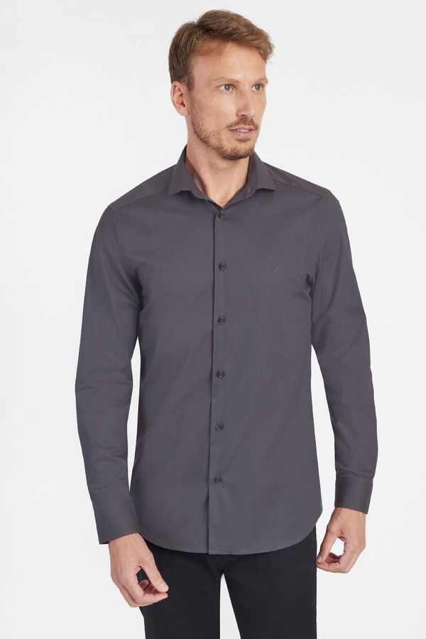 Camisa Slim Social Com Elastano Chumbo - 44
