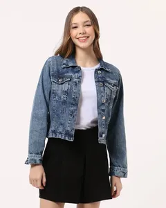 Jaqueta Jeans Juvenil Algodão Brilhos Azul 10