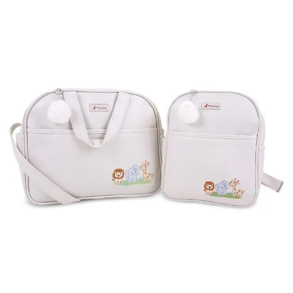 Kit Bolsa Maternidade MappYng Safari 2 Peças Off White (MP)