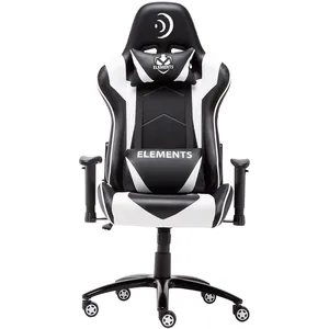Cadeira Gamer, Encosto Reclinável, Altura Ajustável, Função Rotativa, Couro - Veda Aer Branco / Preto