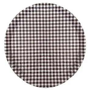 Prato De Papelão Laminado Xadrez Marrom P6 - 32cm
