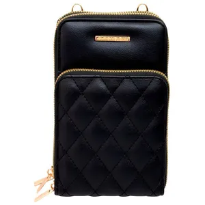Bolsa Carteira Feminina Alça Matelassê (Preto)