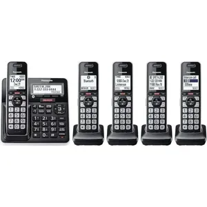Telefone sem Fio Panasonic 5 Peças (Base Principal + 4 Monofones) Preto A-BI