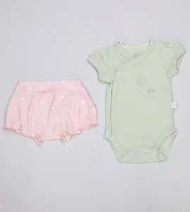 Conjunto Body/Shorts Corações De 0 a 12 meses Verde - G