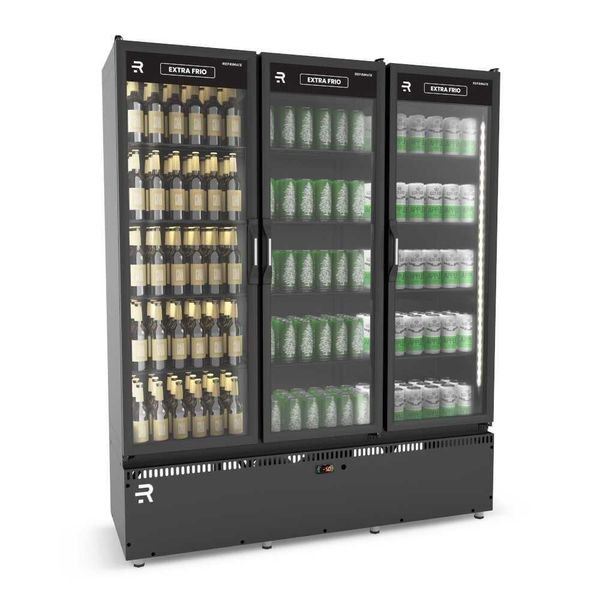 Auto Serviço Vanguard Extra Frio 3 Portas Vidro Aquecido Preto-preto Asvef3p 220V - Refrimate