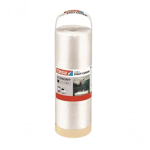 Fita Com Plástico Proteção Para Isolamento Transparente 1,4x33m Tesa Easy Cover 56577