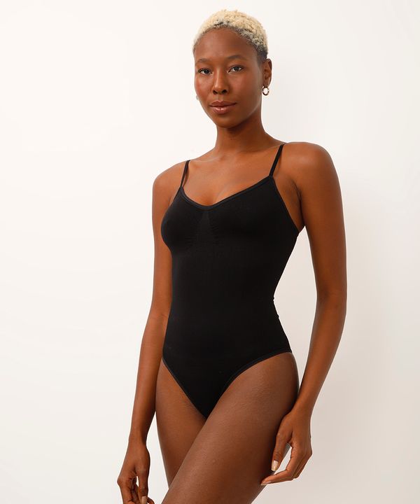 body sem costura alta sustentação preto G