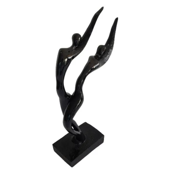 Estátua Abstrato Casal Resina Preto 47cm