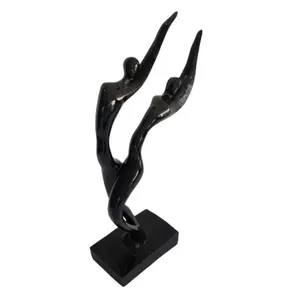 Estátua Abstrato Casal Resina Preto 47cm