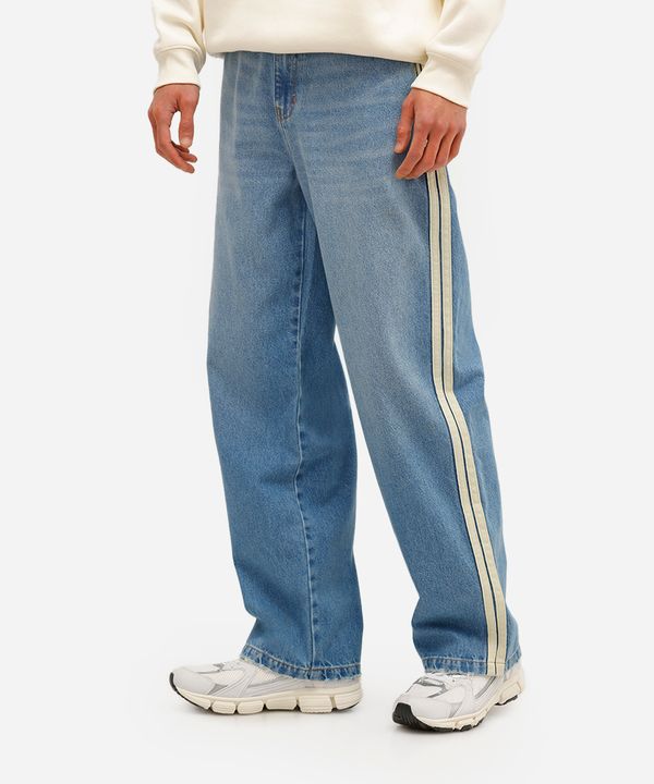 calça baggy masculina jeans com listras azul 38