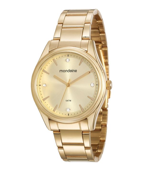 Kit de Relógio Analógico Mondaine Feminino + Pulseira - 53568LPMVDE1KC Dourado Único