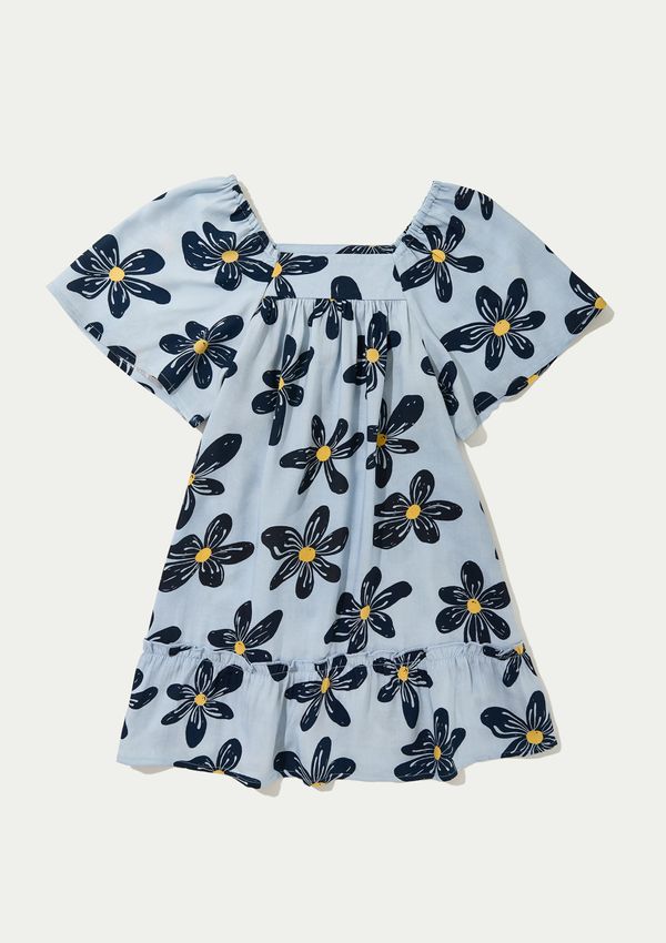 Vestido Infantil Com Mangas Bufantes - Azul 010