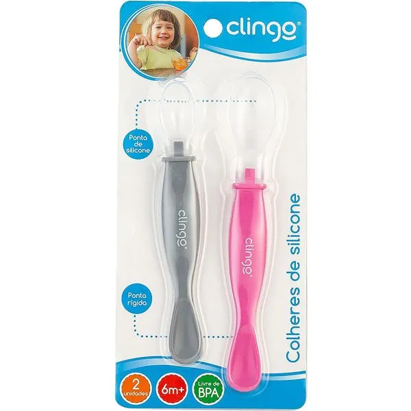 Colheres De Silicone 2 Pontas Rosa 2und Clingo