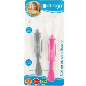 Colheres De Silicone 2 Pontas Rosa 2und Clingo