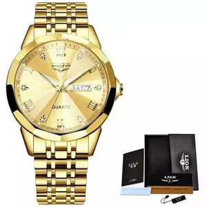 Relógio Feminino LIGE 89109 Aço inoxidável À Prova D'Água Dourado