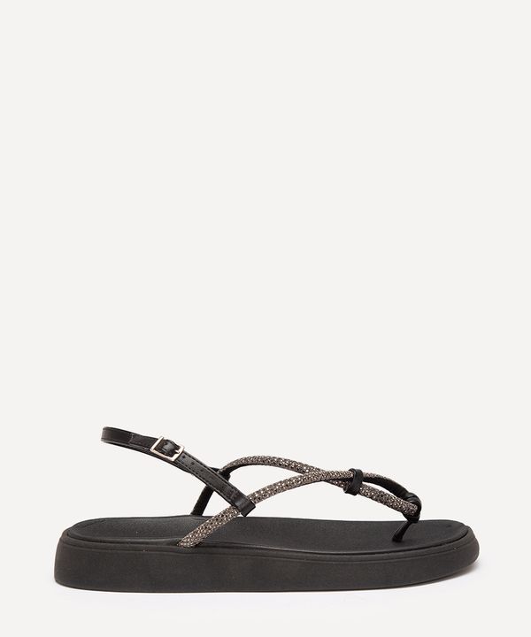 rasteirinha flatform de dedo com brilho moleca preta 37