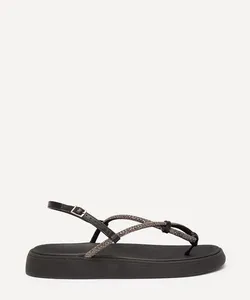rasteirinha flatform de dedo com brilho moleca preta 38
