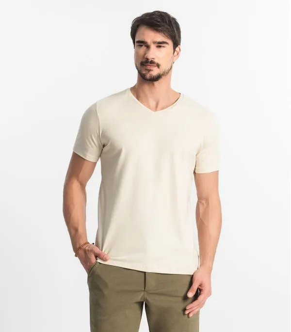 Camiseta Plus Size Masculina Diametro Bege Plus G1