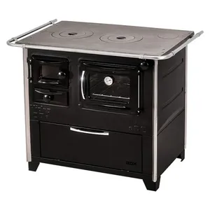 Fogão a Lenha 4 Bocas Hidro Industrial Prime Box Direito N2 Mesa em Inox com Forno Preto Fogão a Lenha 4 Bocas Hidro Industrial Prime Box Direito N2 Mesa em Inox Preto