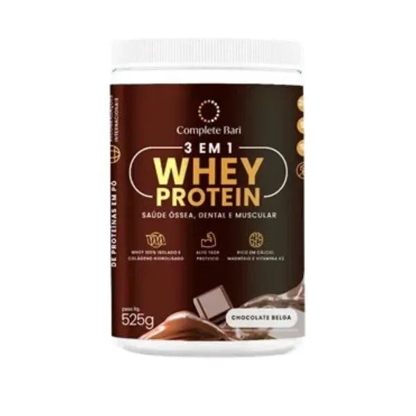 Whey Protein 3 em 1 Chocolate Belga Complete Bari 525g