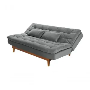 Sofá Cama Dubai 3 Lugares Império Reclinável Casal Pés Madeira Espuma Especial D33 Madero Cinza 380