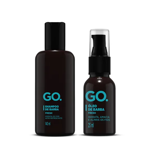 Kit GO Fresh Óleo de Barba 25ml + Shampoo de Barba 140ml