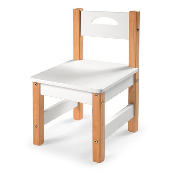 Cadeira Infantil Pumba em Madeira e MDF Branco e Amêndoa Branco/Amêndoa